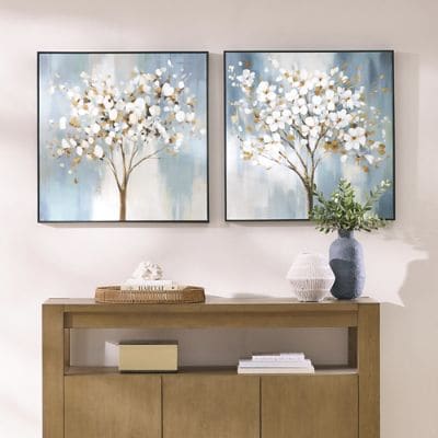 White Blossoming Tree Framed Canvas Wall Art | Grandin Road