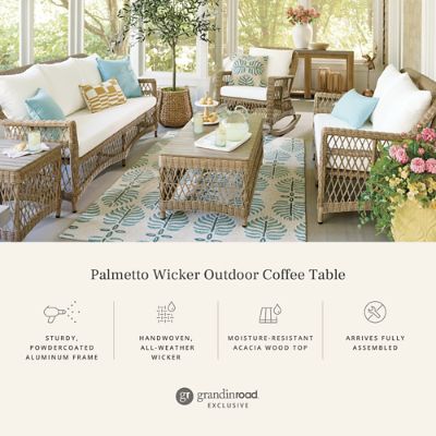 Palmetto Wicker Outdoor Coffee Table | Grandin Road