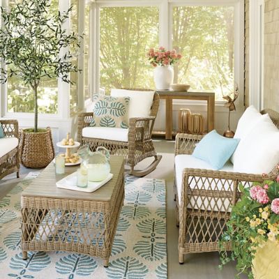 Palmetto Wicker Outdoor Loveseat | Grandin Road