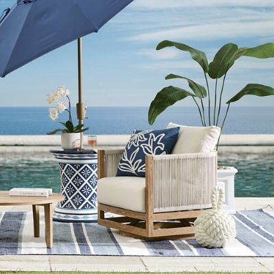 Nessa Handpainted Outdoor Umbrella Table | Grandin Road
