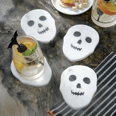Marble Skull Coaster, Set of Four | Grandin Road