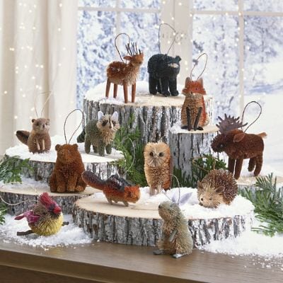 Bottle Brush Animal Ornament, Set of Twelve | Grandin Road