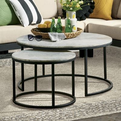 Drake Outdoor Marble Nesting Coffee Table, 36