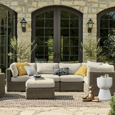 Portland Woven Outdoor Ottoman | Grandin Road