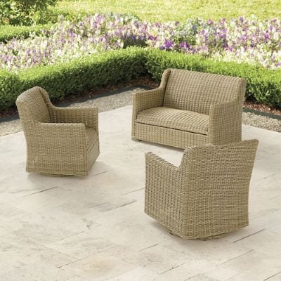 Montville Outdoor Loveseat Swivel Set | Grandin Road