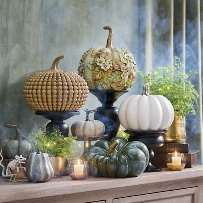 Wood Beaded Pumpkin | Grandin Road