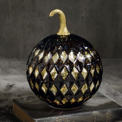 Harlequin Glass Pumpkin with Lights