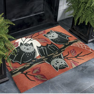 Perched Bat Hooked Door Mat | Grandin Road
