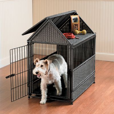 Wicker shop dog cage