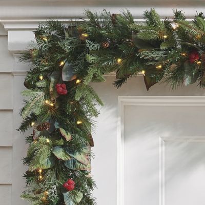 Pre lit garland deals outdoor