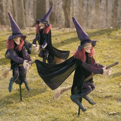 Staked Halloween Witches, Set of Three | Grandin Road