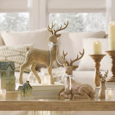 Carved Woven Deer | Grandin Road