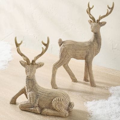 Carved Woven Deer | Grandin Road