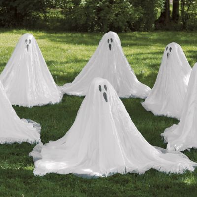 Lighted Staked Halloween Ghosts, Set of Three | Grandin Road