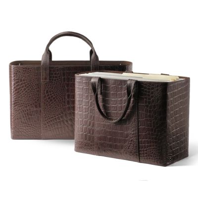 Set of Two Leather File Totes Grandin Road