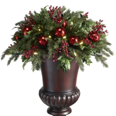 Battery-operated Holly and Berry Christmas Urn Filler | Grandin Road