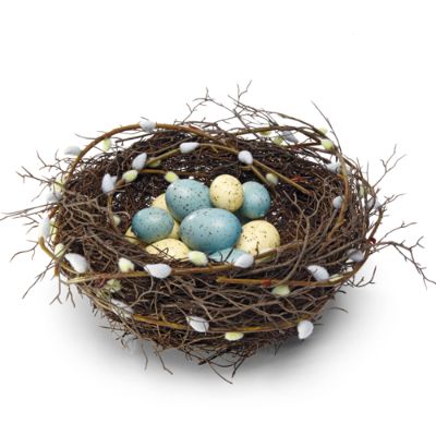 Martha Stewart Pussy Willow Nest with Eggs | Grandin Road