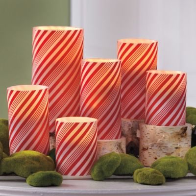 Martha Stewart Candy Cane Stripe Candle Grandin Road