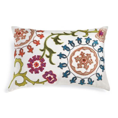 Embroidered Suzani Lumbar Pillow | Grandin Road