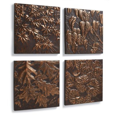 Set of Four Metal Autumn Leaves Wall Art Grandin Road