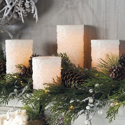 Snowy Battery-operated Flameless Candles | Grandin Road