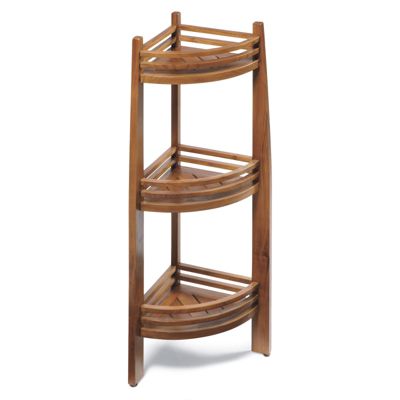 Teak Three-tier Shelf and Corner Caddy | Grandin Road