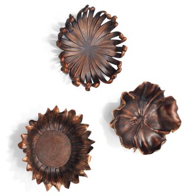 Set of Three Bronze Flower Wall Decor Grandin Road