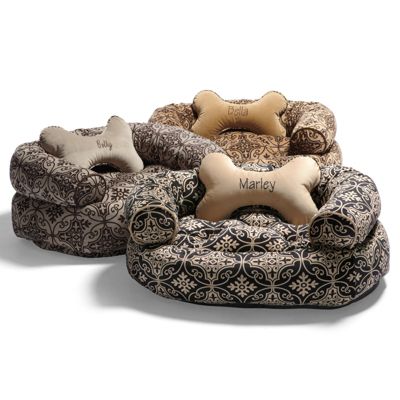 dog bed with bone pillow