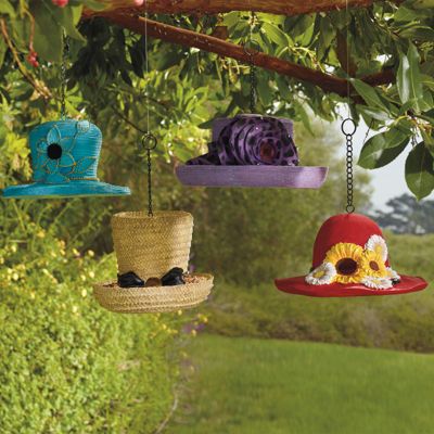 Hanging Dressy Hat Bird Feeder Grandin Road