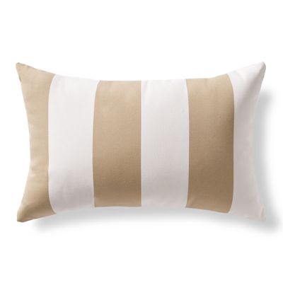 Stripe Khaki Outdoor Lumbar Pillow Grandin Road