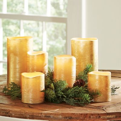 Iced Metallic Battery Operated Candle | Grandin Road