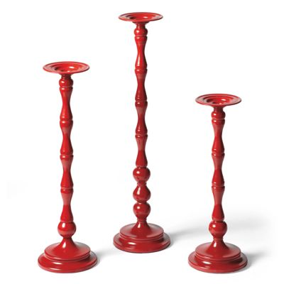 Set of Three Red Candlesticks Grandin Road
