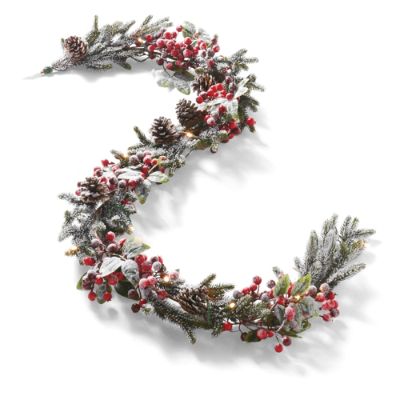 Batteryoperated Iced Berry Garland Grandin Road