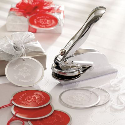 Happy Holidays Embosser with Vellum Tags Grandin Road