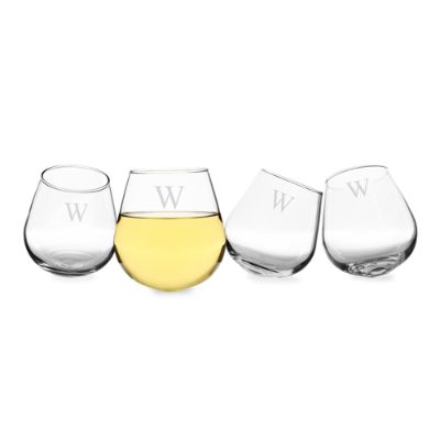 Set Of Four Personalized Tipsy Wine Glasses Grandin Road