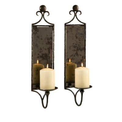 Set of Two Candle Mirror Wall Sconces | Grandin Road