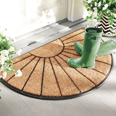 Sunburst HalfRound Coir Door Mat Grandin Road