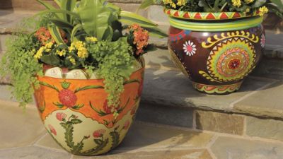 Garden Painted Fiberglass Planter | Grandin Road