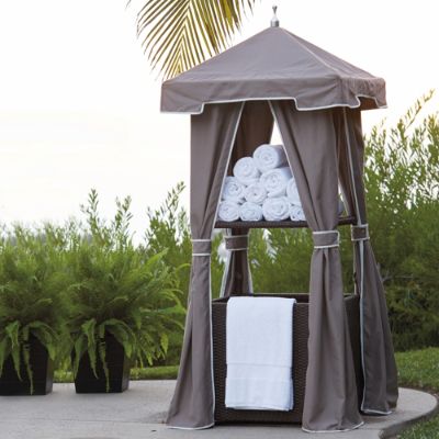 Wicker pool towel discount storage