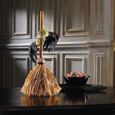 Tabletop Motorized Dancing Witch's Broom | Grandin Road