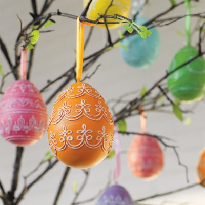 Martha Stewart Set of Six Hanging Painted Eggs Grandin Road