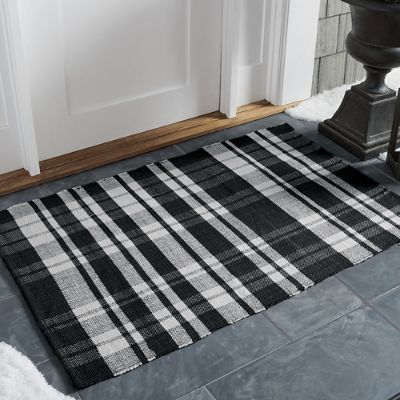 Plaid Layering Door Mat, Black Grandin Road